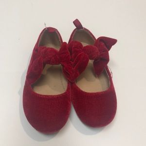[Baby Gap] Red Velvet Bow Dress Shoes